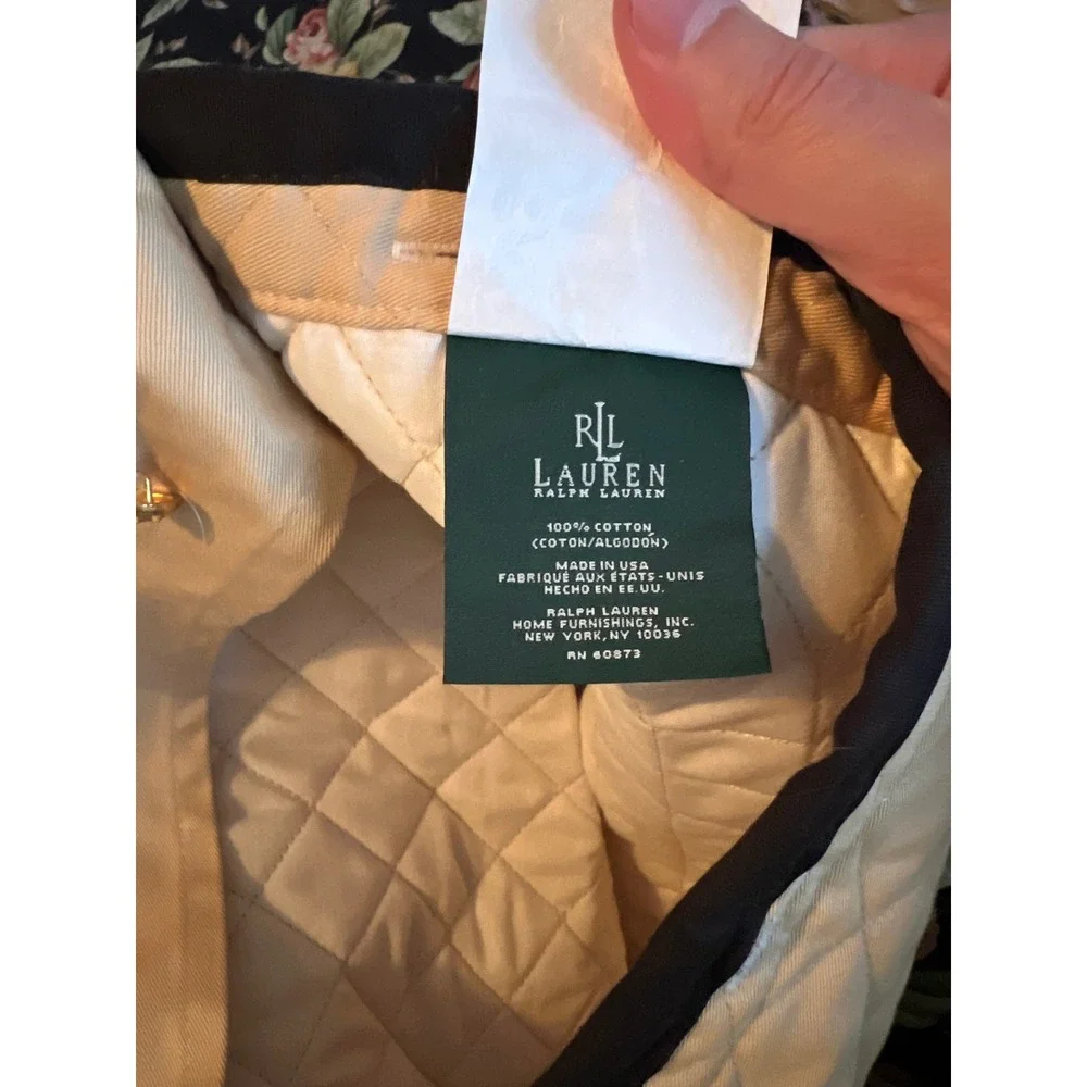 Ralph Lauren Charleston Full/Queen Duvet Cover Floral on Black/Tan EUC Shams